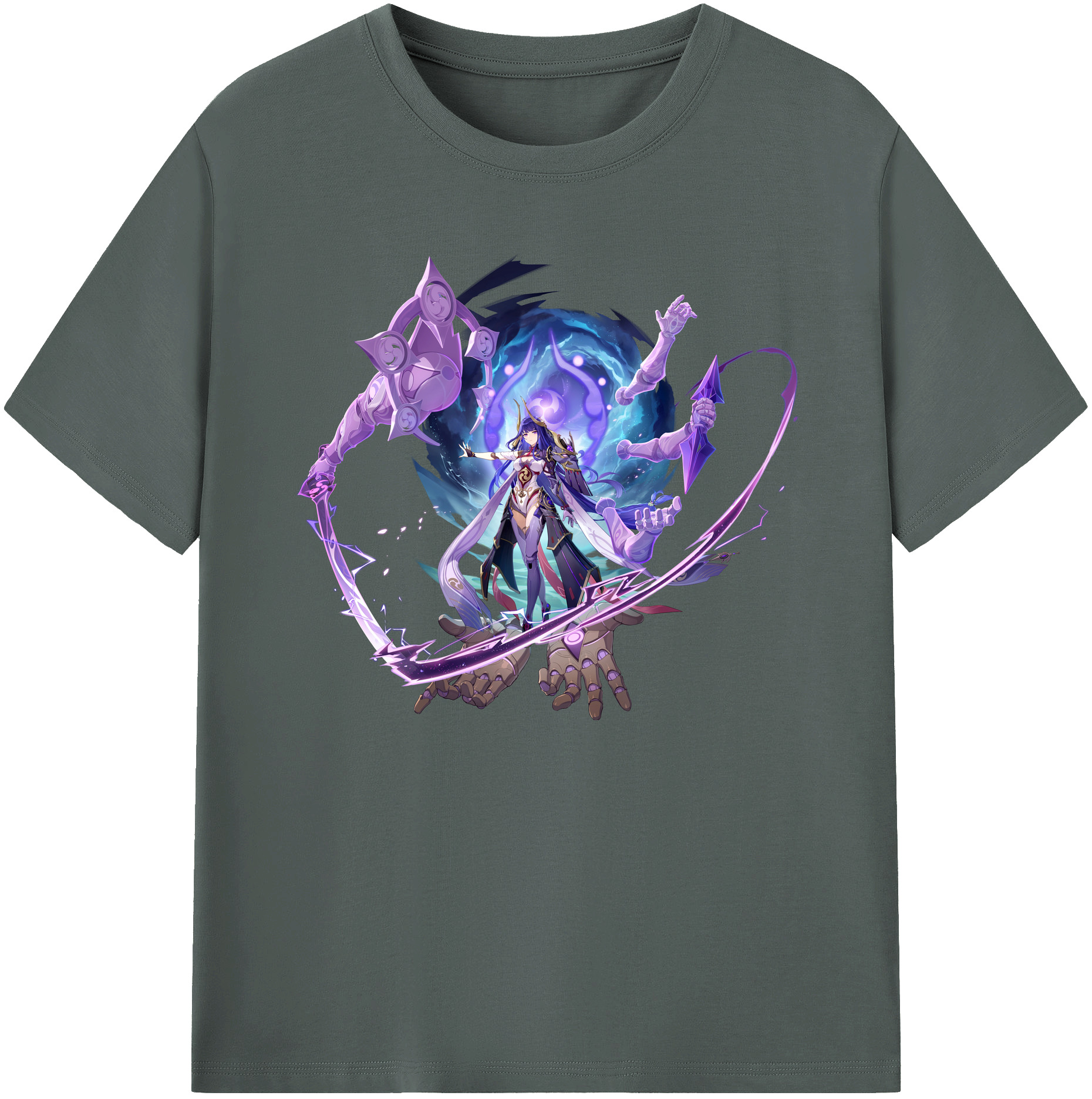 げんし神 雷電将軍 らいでんしょうぐん genshin Raiden Shogun 綿100％ メンズ半袖Tシャツ｜肌触りやわらか＆通気性